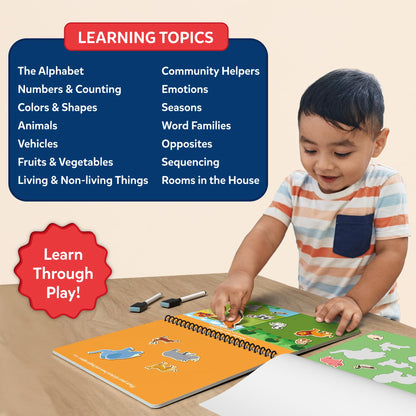 Skillmatics preassembled interactive quiet book layout with various colorful learning themes
