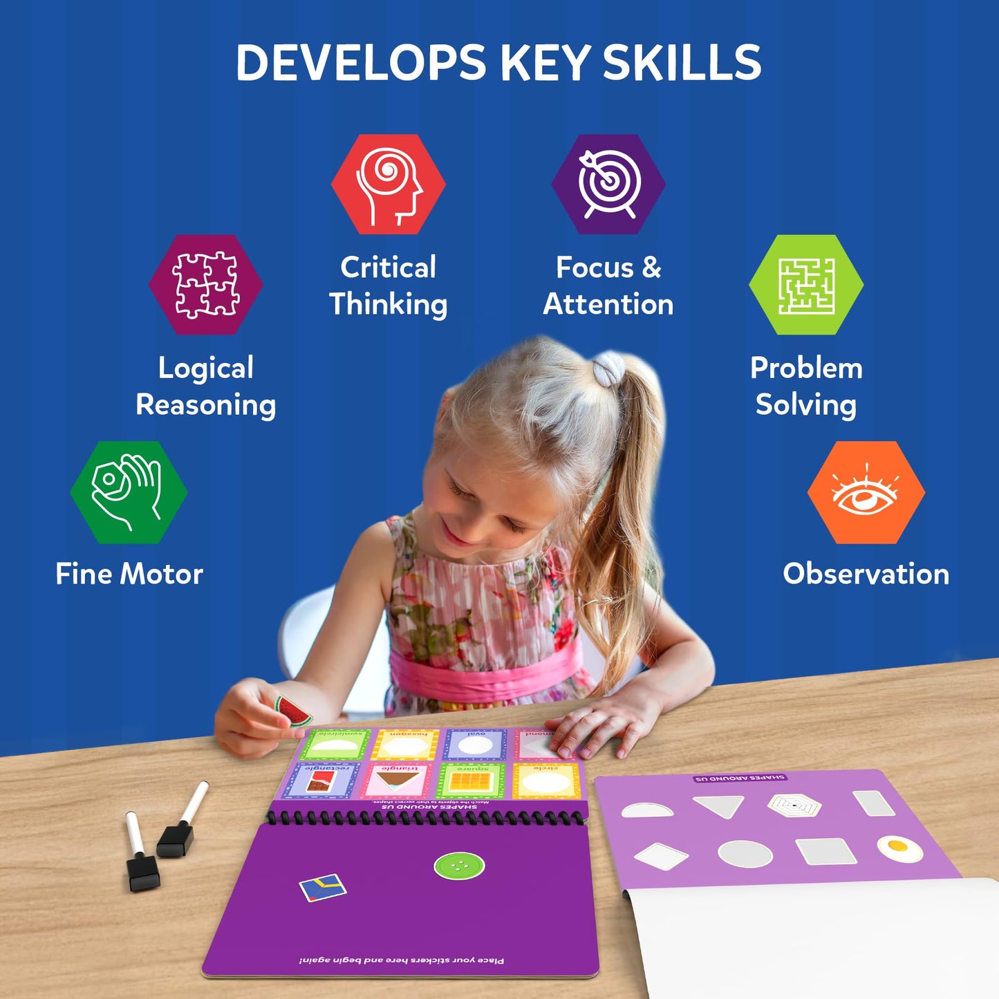Skillmatics Montessori learning binder showcasing fine motor skill development components