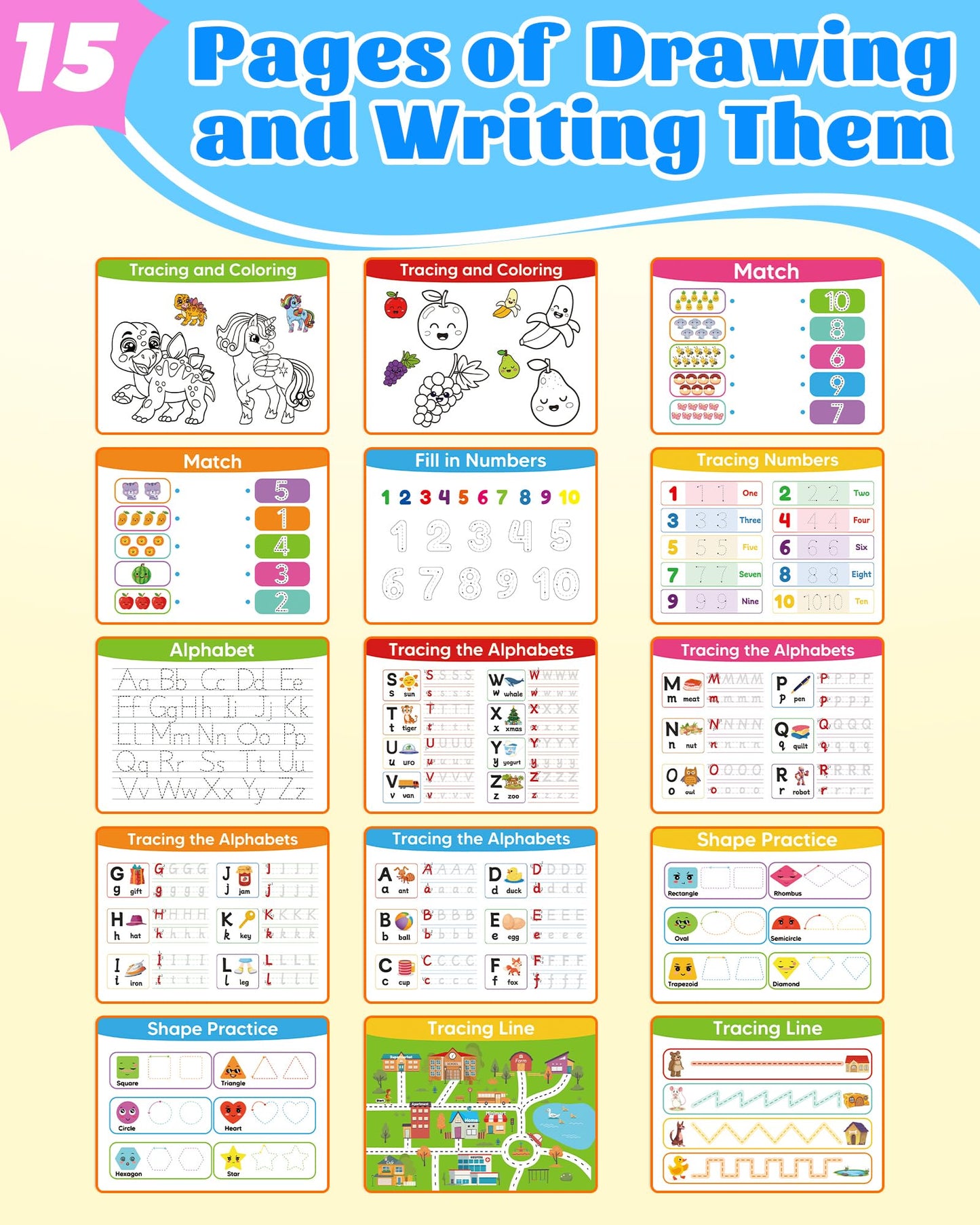 Toddler learning activity book with animal and shape identification velcro pieces