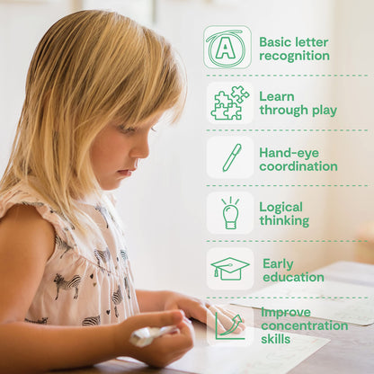 The complete preschool educational toy set including twenty six memory cards and marker.