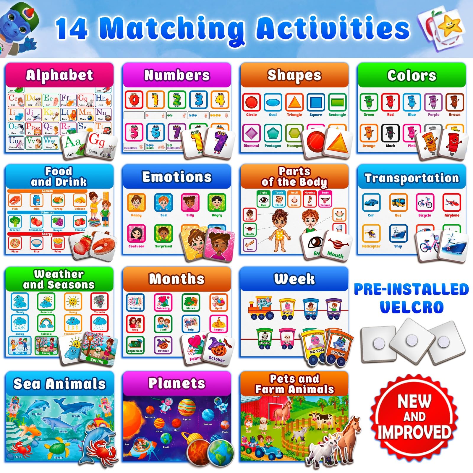 Curious 2 Learn toddler learning book showing interactive alphabet matching page