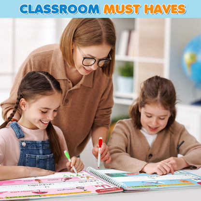 Eight colorful dry-erase markers with eraser caps included with URMYWO learning toy.