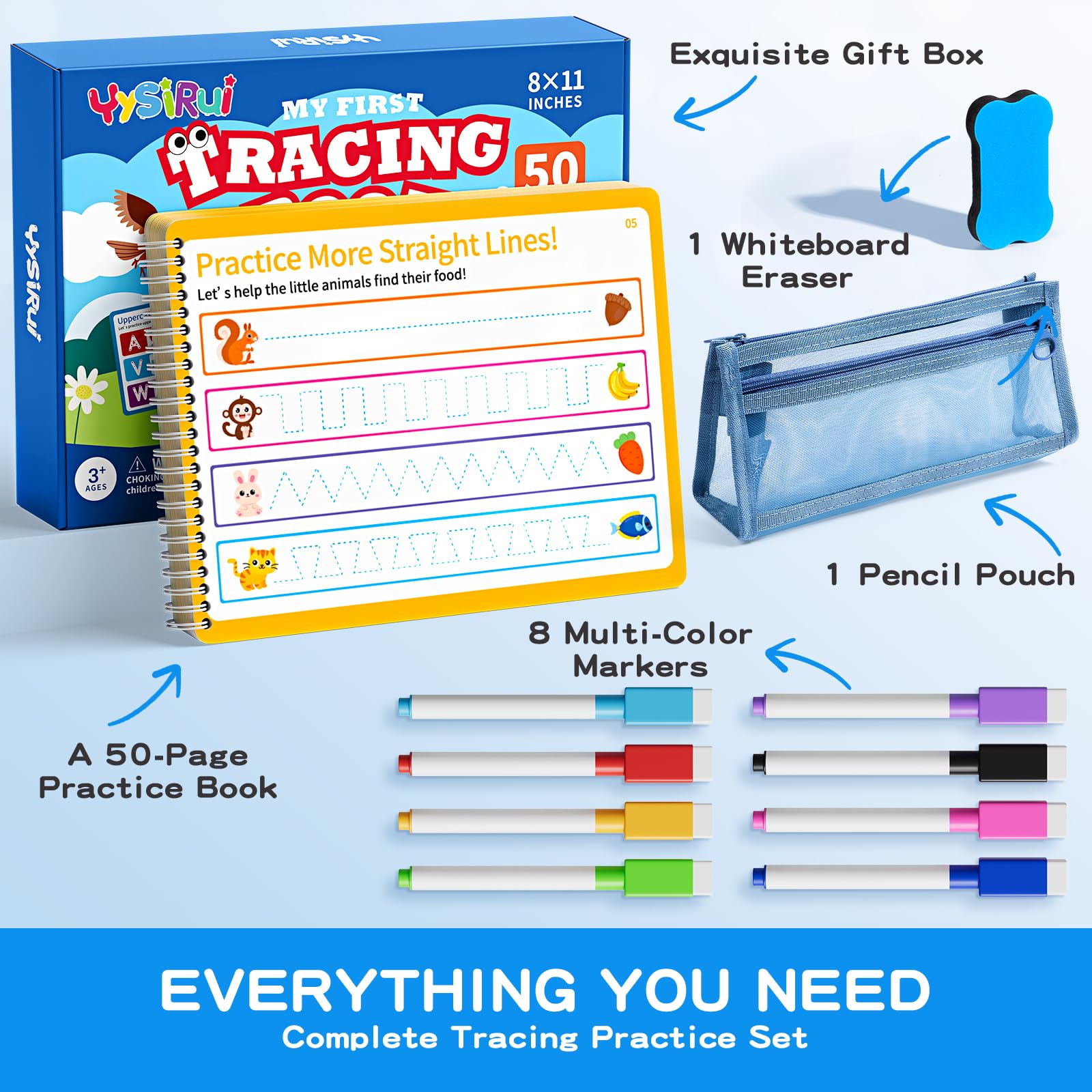 Momo And Nashi toddler handwriting practice workbook open page showing letter tracing exercises