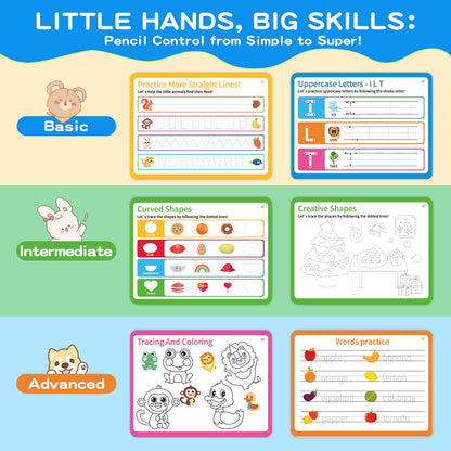 Momo And Nashi alphabet tracing book for kids age 3 showing fine motor skill line practice