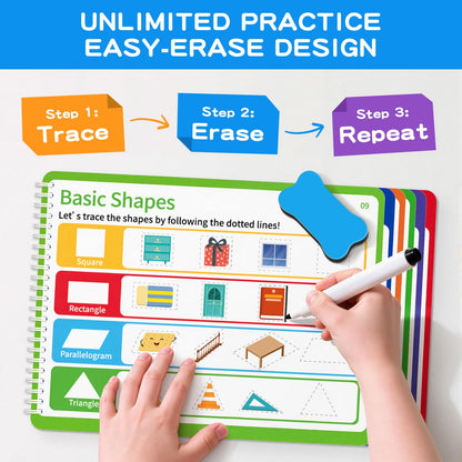 Toddler handwriting practice activity pages featuring uppercase and lowercase letter tracing templates
