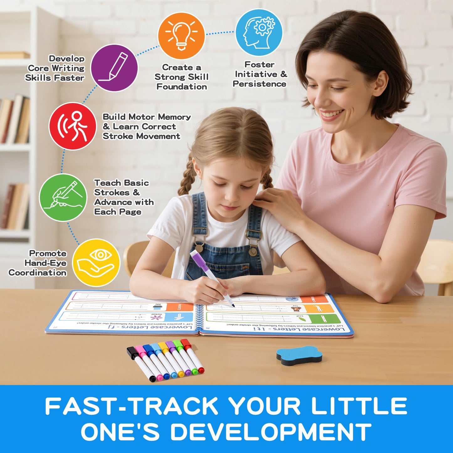 Momo And Nashi educational learning toy containing 50 reusable tracing activities for kindergarten prep