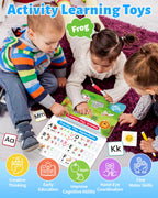 Benresive preschool educational binder open to the animal matching page with velcro pieces.