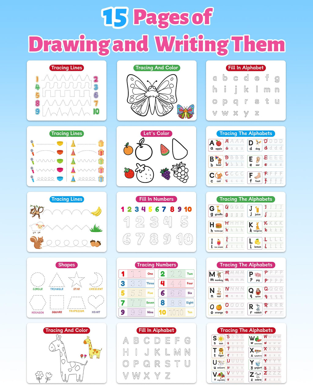 Benresive alphabet and number learning themes inside the Montessori preschool activity binder.