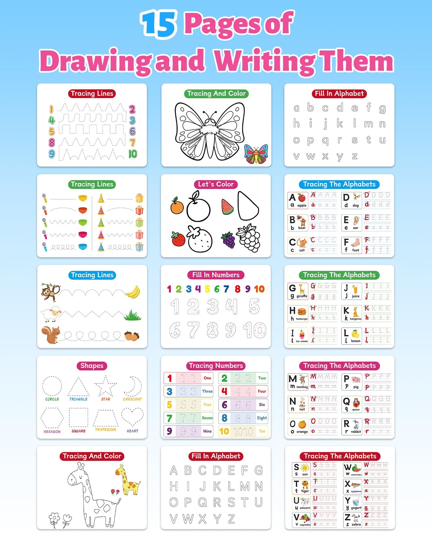 Benresive alphabet and number learning themes inside the Montessori preschool activity binder.