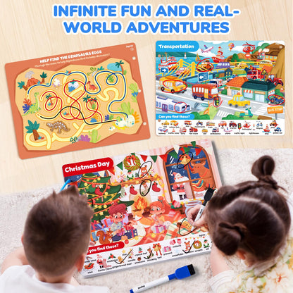 JoyCat screen-free activity book close up showing the kid-safe rounded corners and durable materials.
