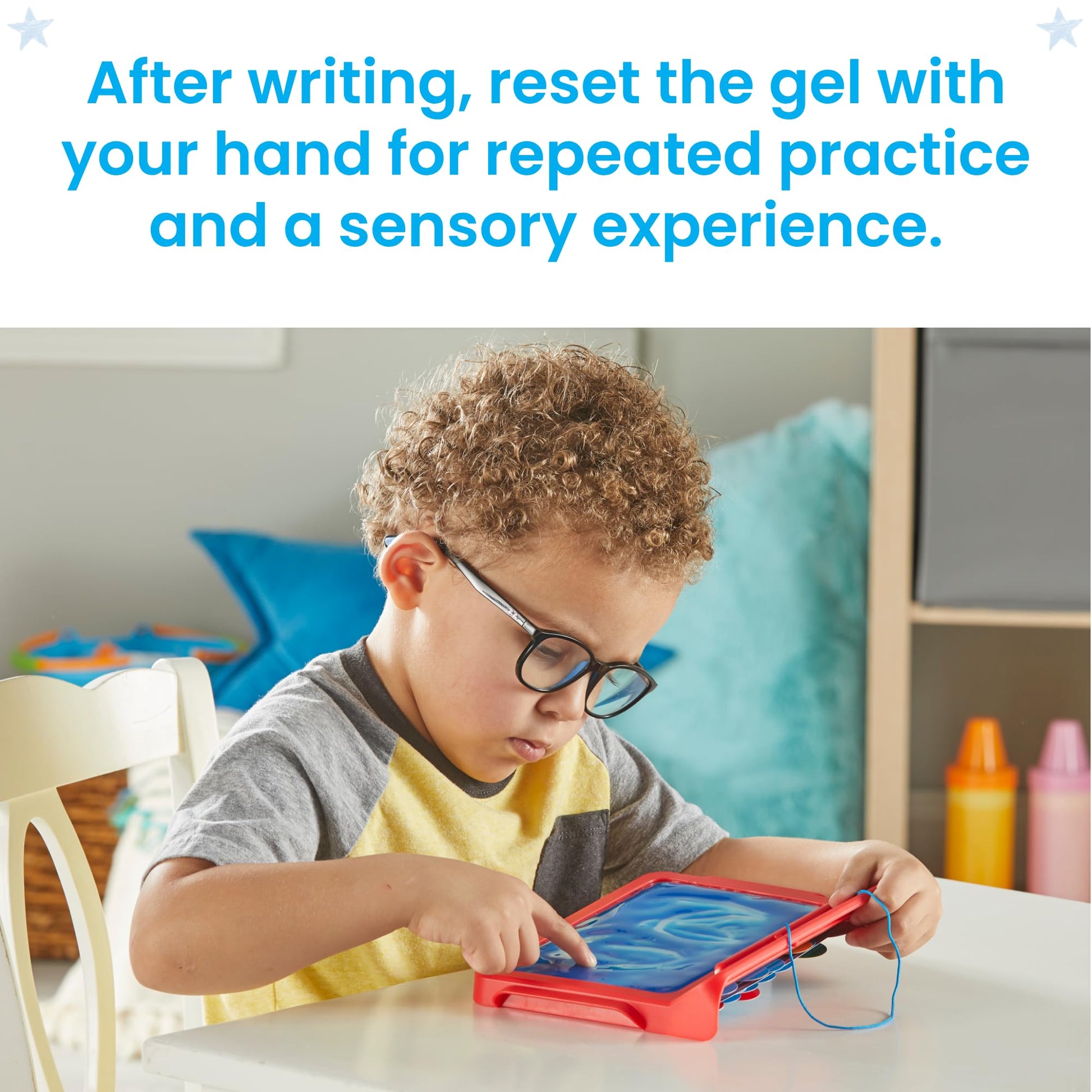 Back view of the hand2mind sensory board illustrating the built-in card storage compartment.