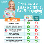 Hadley Designs interactive preschool book with the included piece storage bag layout.