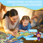 Puzcande educational tablet showing a dinosaur and prehistoric theme card active in the slot.