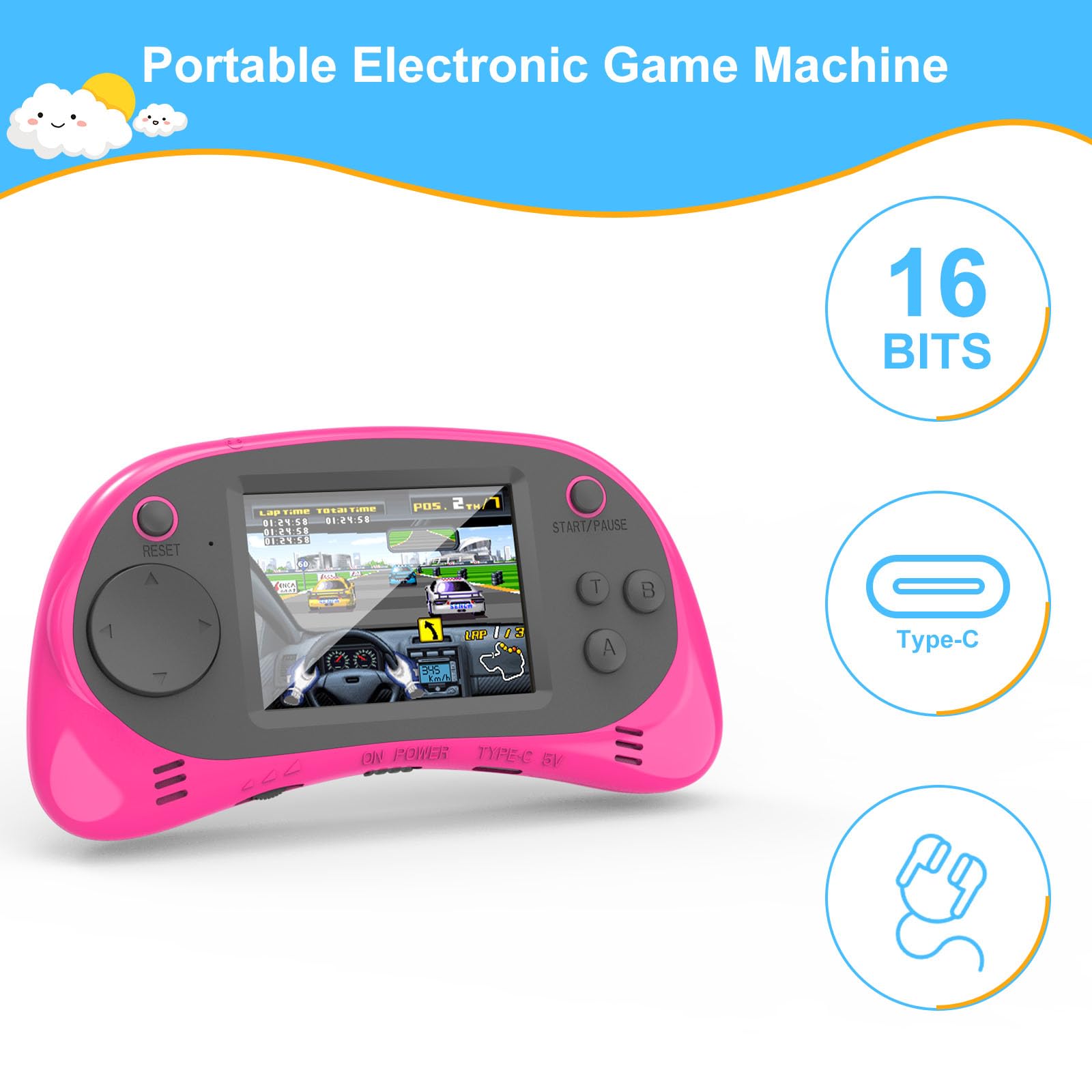 EASEGMER portable children gaming device display showing educational menu options