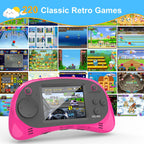 EASEGMER retro style handheld console showcasing the type-c rechargeable battery slot
