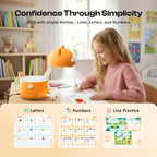 Caydo kids art tracing projector projecting an interactive letter template onto a desk