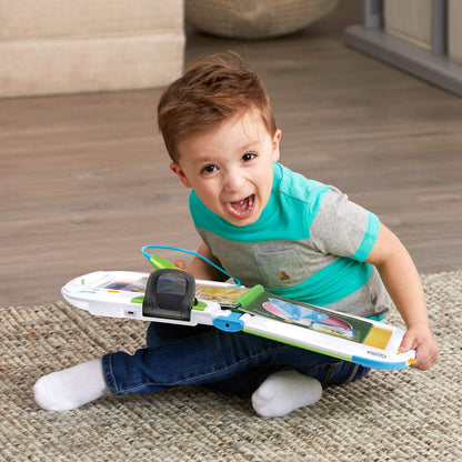 LeapFrog reading and writing toy for toddlers showing durable green outer casing.