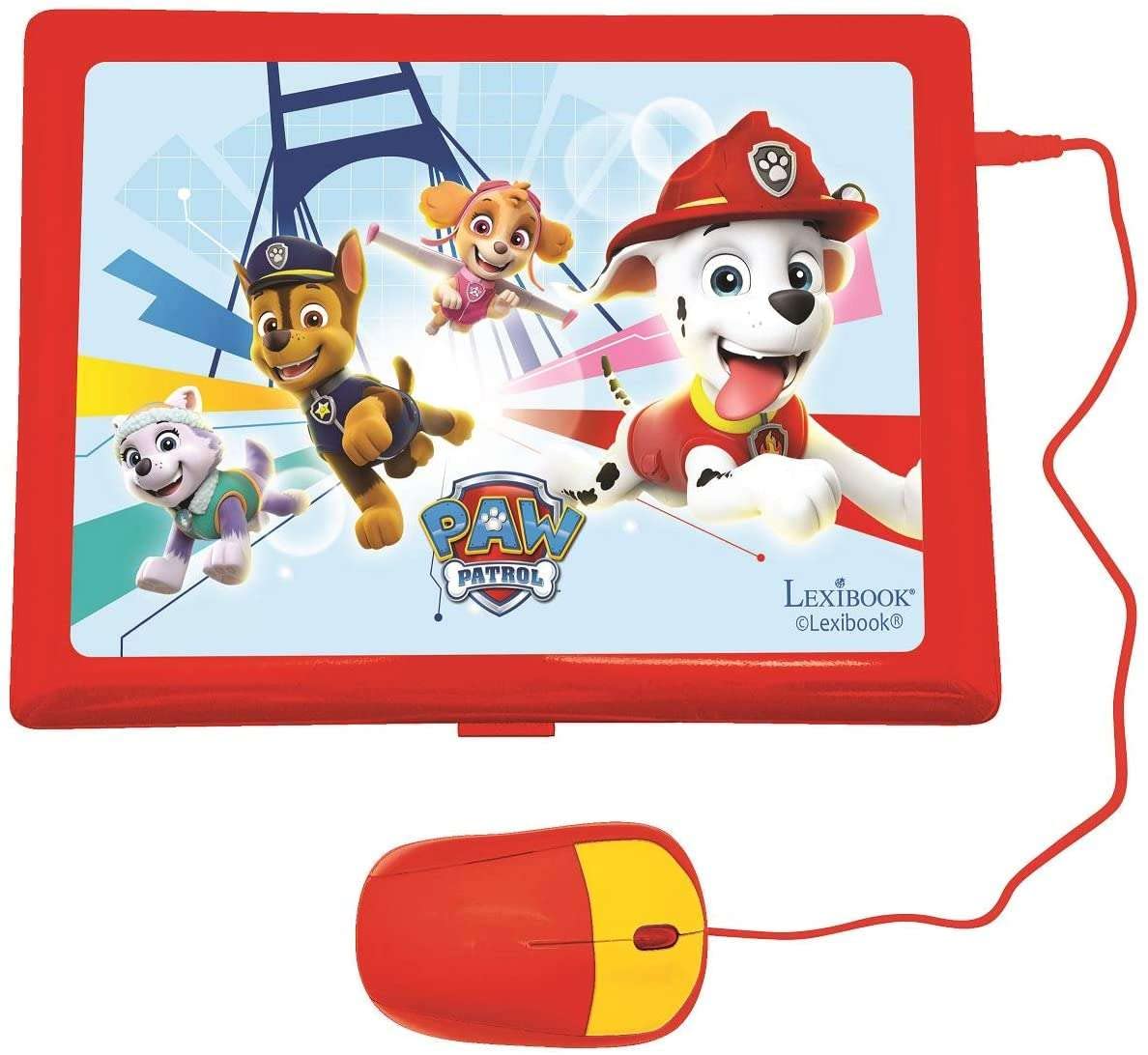 Lexibook learning toy keyboard and attached ergonomic mouse close up view