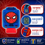 Accutime kids digital watch blue flip top case open showing the interactive digital screen