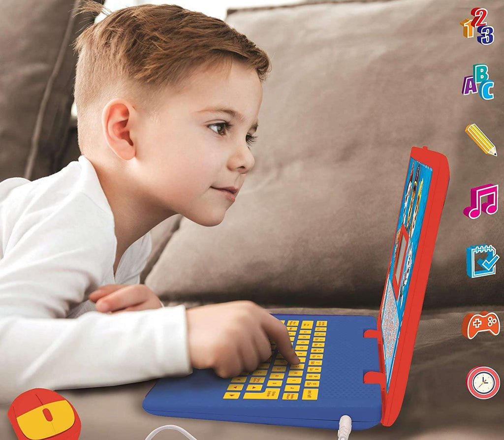 Lexibook educational electronic toy screen interface displaying math and logic game animations