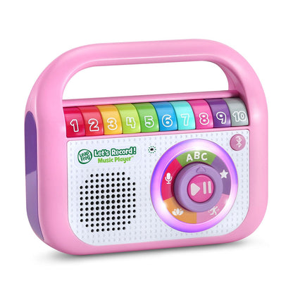 Close up view of the built in microphone and selection dials for kids learning