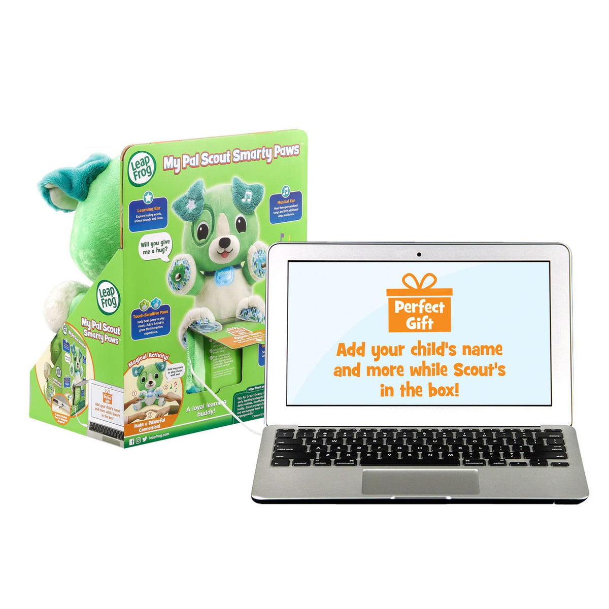 LeapFrog interactive puppy showing luminous light up collar