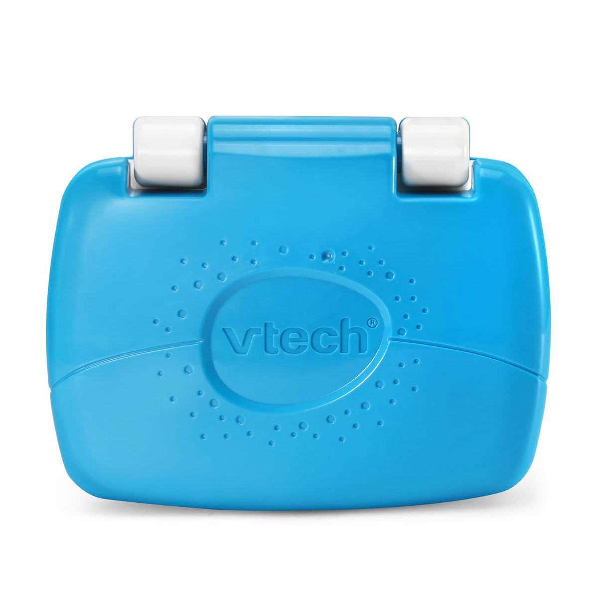 VTech baby laptop toy demonstrating the interactive mirror with lit emoji icons.