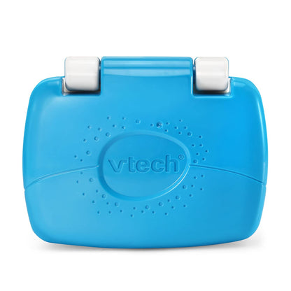 VTech baby laptop toy demonstrating the interactive mirror with lit emoji icons.