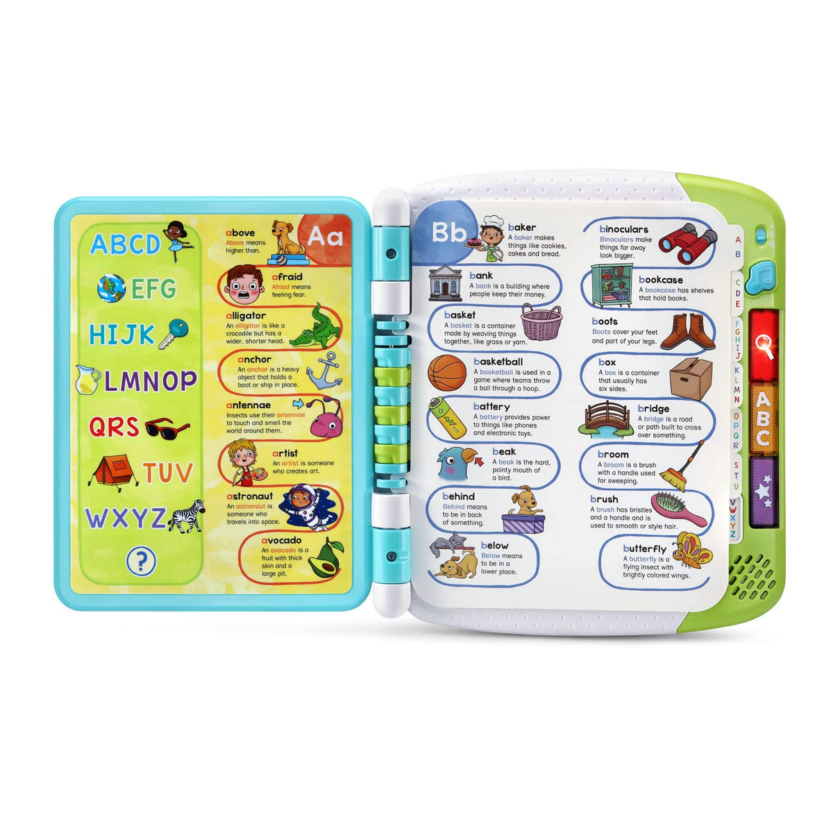 LeapFrog vocabulary building toy highlighting the mode selector and music note button