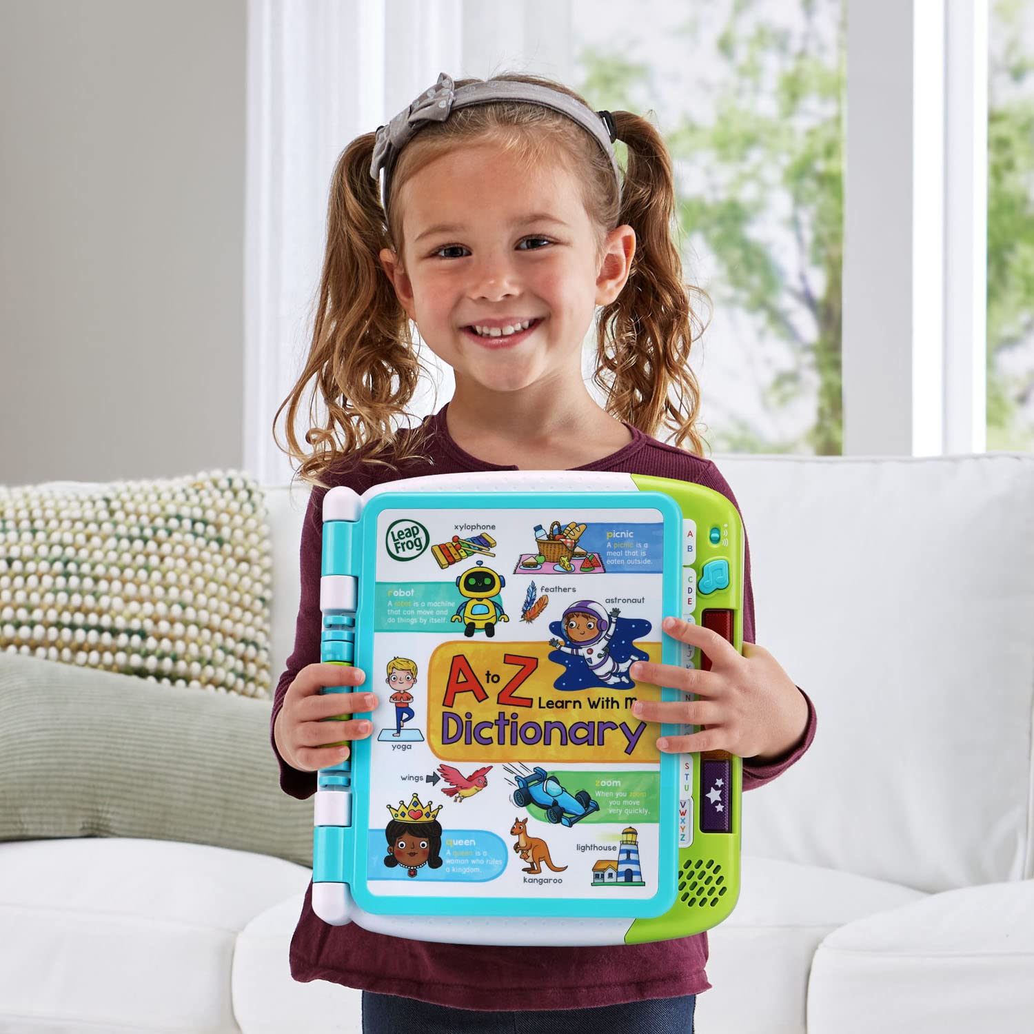 LeapFrog A to Z learn with me book showcasing premium imported packaging details