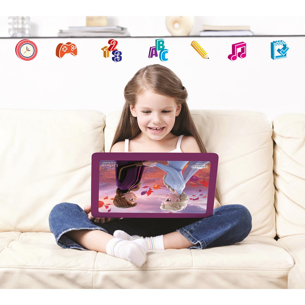 Lexibook bilingual learning console packaging box highlighting the one hundred twenty four built in activities.