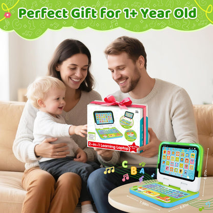 GMAOPHY preschool laptop packaging displaying product features for international imported toddler toys