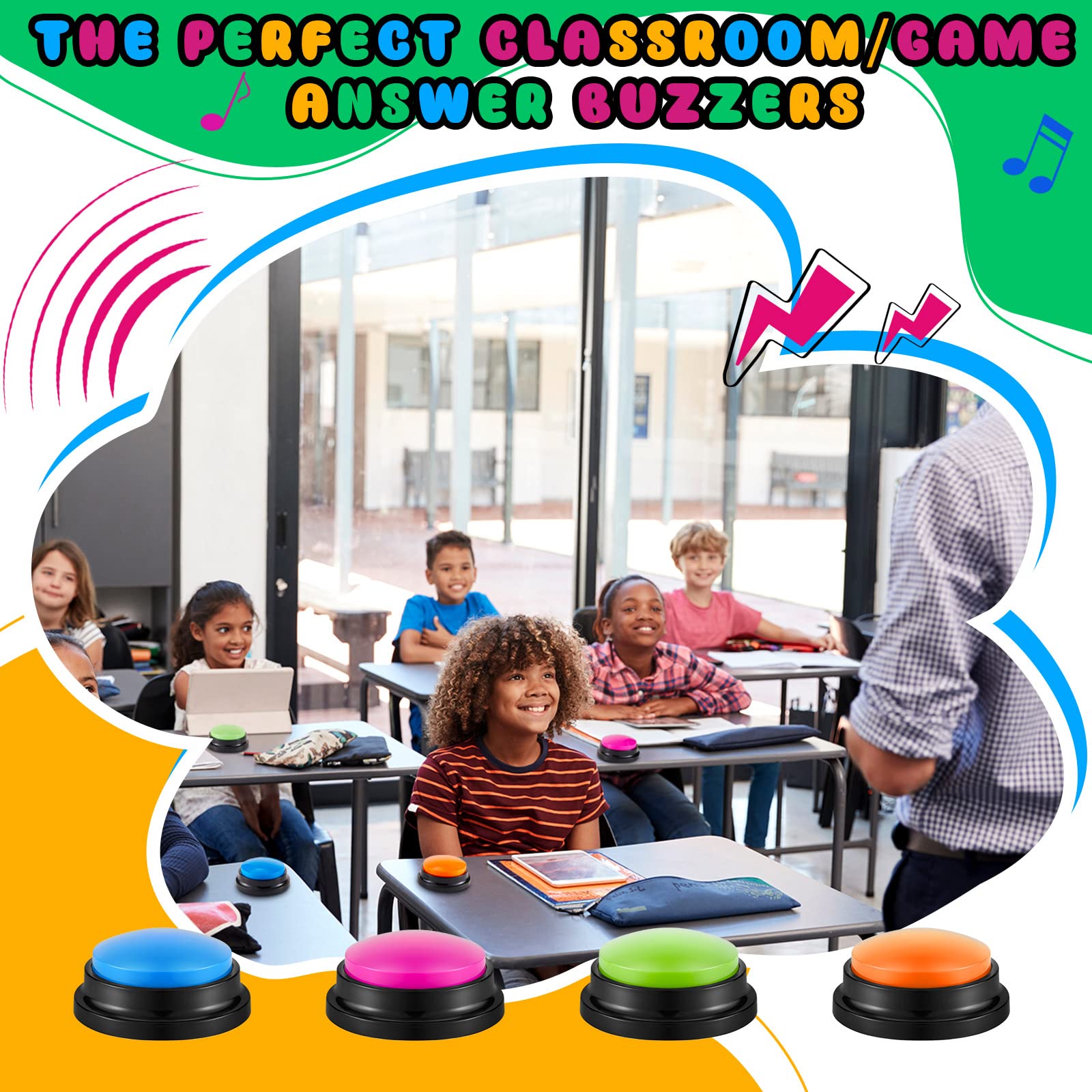 The bottom layout of the Honoson classroom game buzzer showing the small voice recording button and battery compartment.