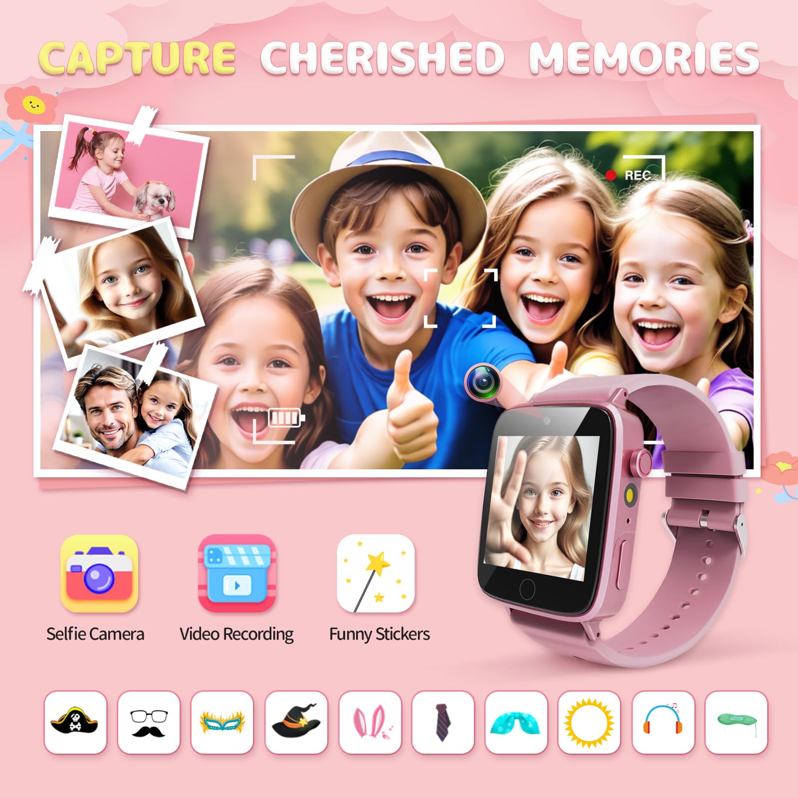 Side view of pink ZUODUN smart watch highlighting durable aluminum frame and button