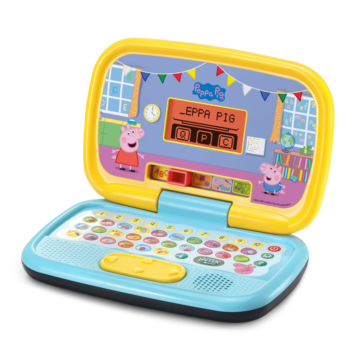 Close up of the number buttons and directional keys on the VTech kids learning computer.