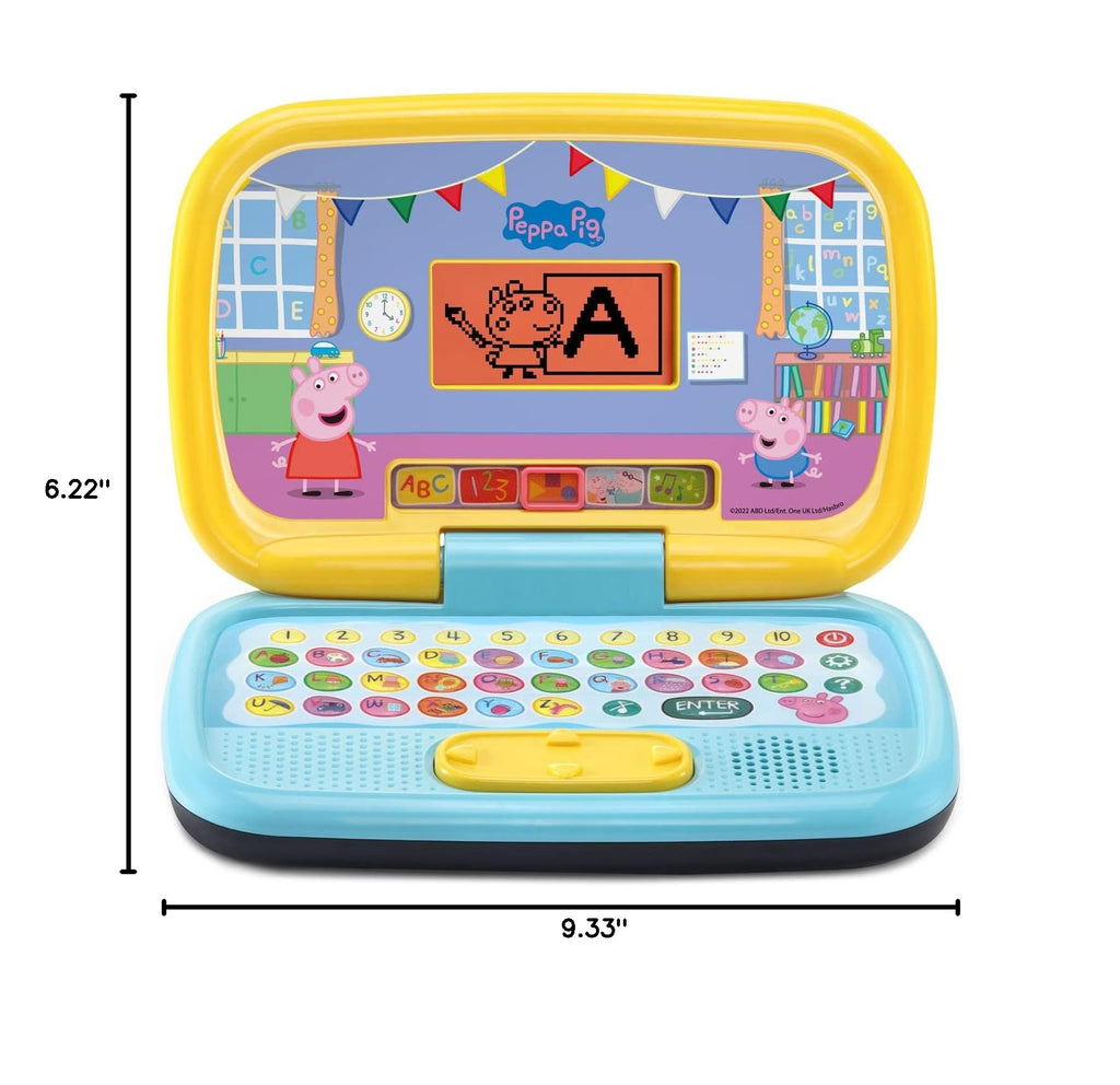 Angled view of the electronic learning system showcasing the child-safe construction and button layout.