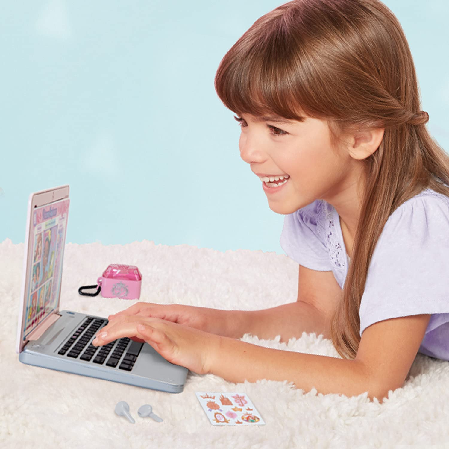 Close up of the clicking keyboard on the Disney Princess interactive electronic toy.