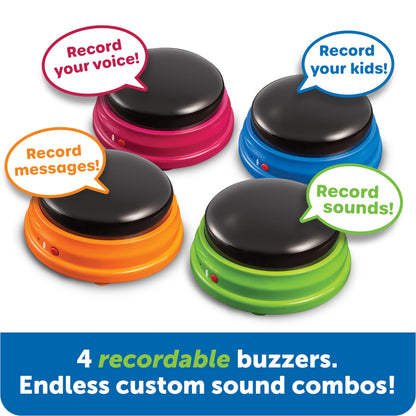 Learning Resources custom voice recording buttons in blue red green and orange