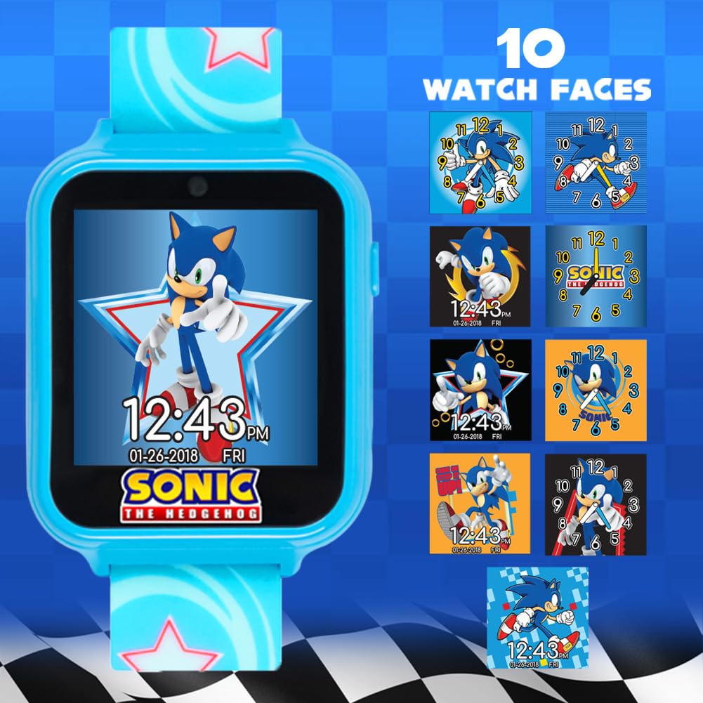 Accutime educational toy smartwatch for boys and girls displaying the offline learning games selection layout