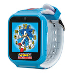 Accutime Sonic blue children smart watch showcasing the side view profile and the micro-USB battery charging port