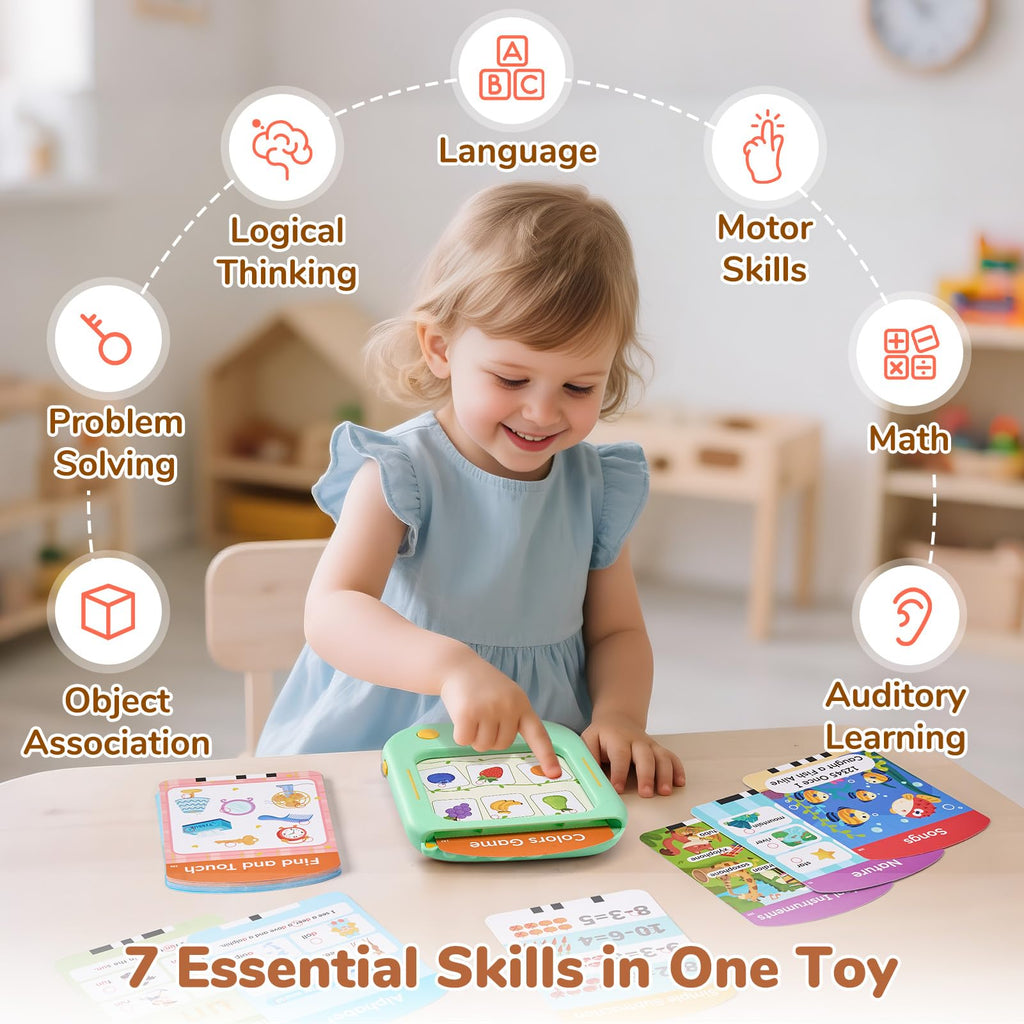 JoyCat Montessori style early vocabulary and math development cards close up