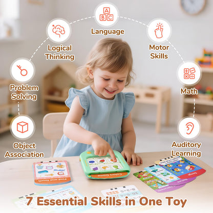 JoyCat Montessori style early vocabulary and math development cards close up