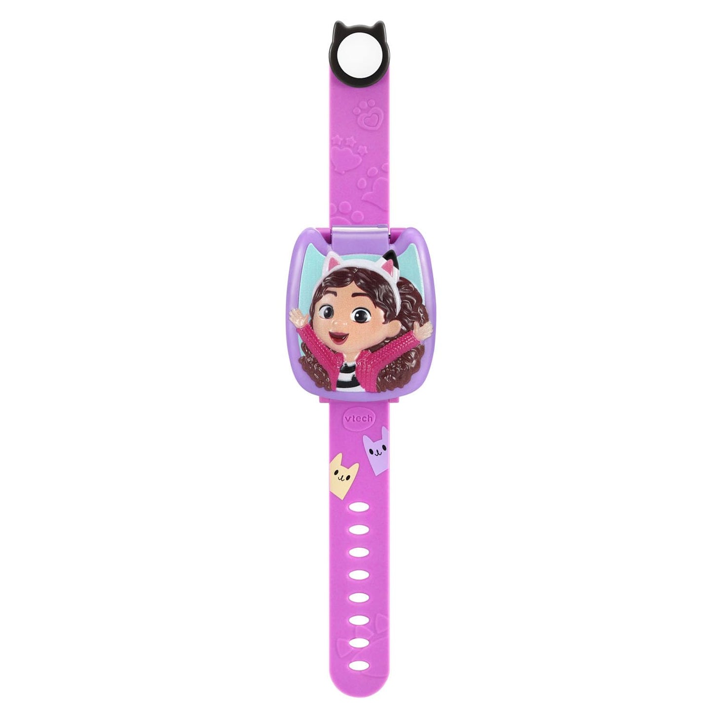 VTech Gabbys Dollhouse digital wristwatch open cover view displaying the digital screen and navigation buttons