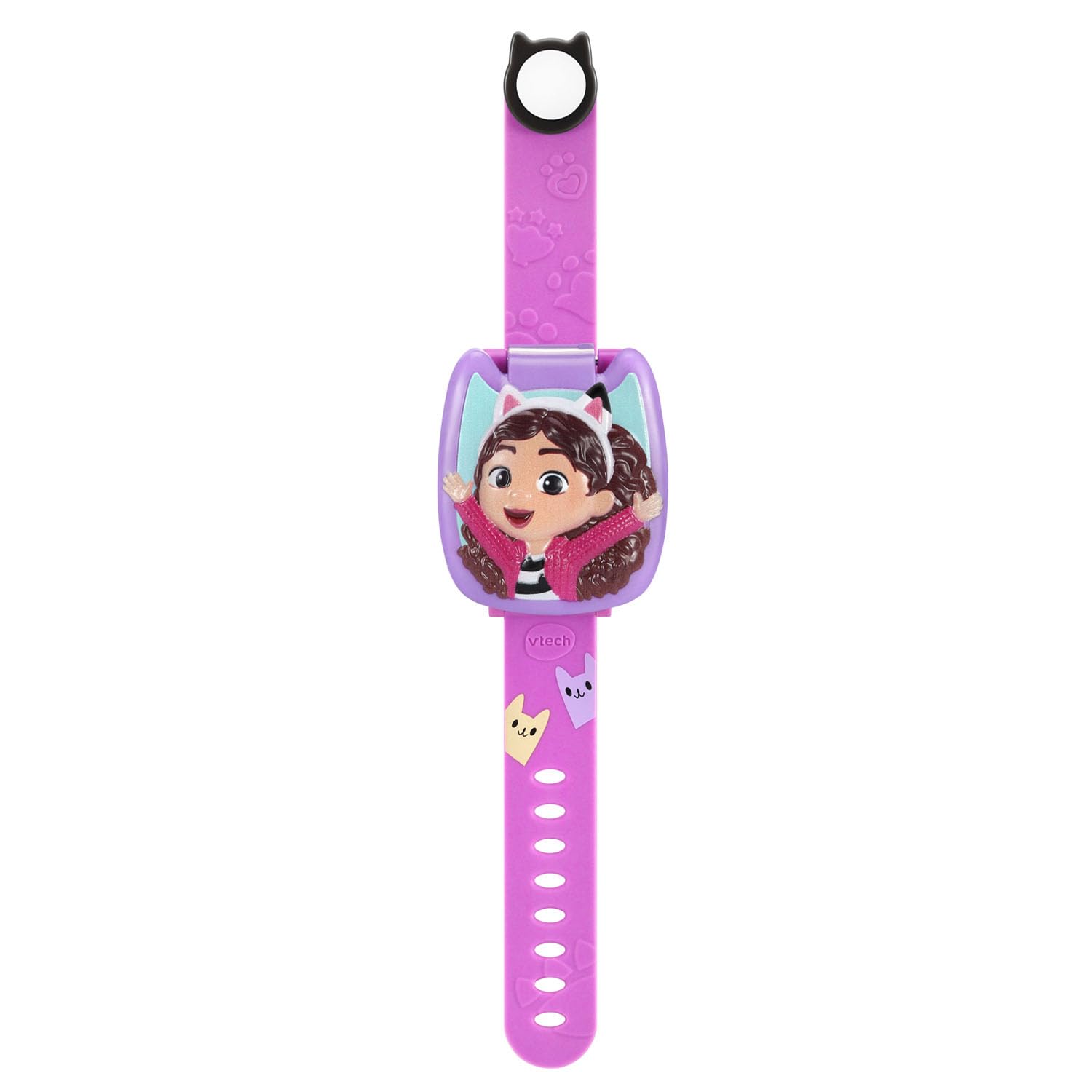 VTech Gabbys Dollhouse digital wristwatch open cover view displaying the digital screen and navigation buttons