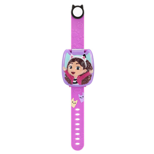 VTech Gabbys Dollhouse digital wristwatch open cover view displaying the digital screen and navigation buttons