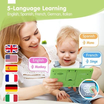 Close up view of the non toxic premium educational device showing rounded safety edges for infants.