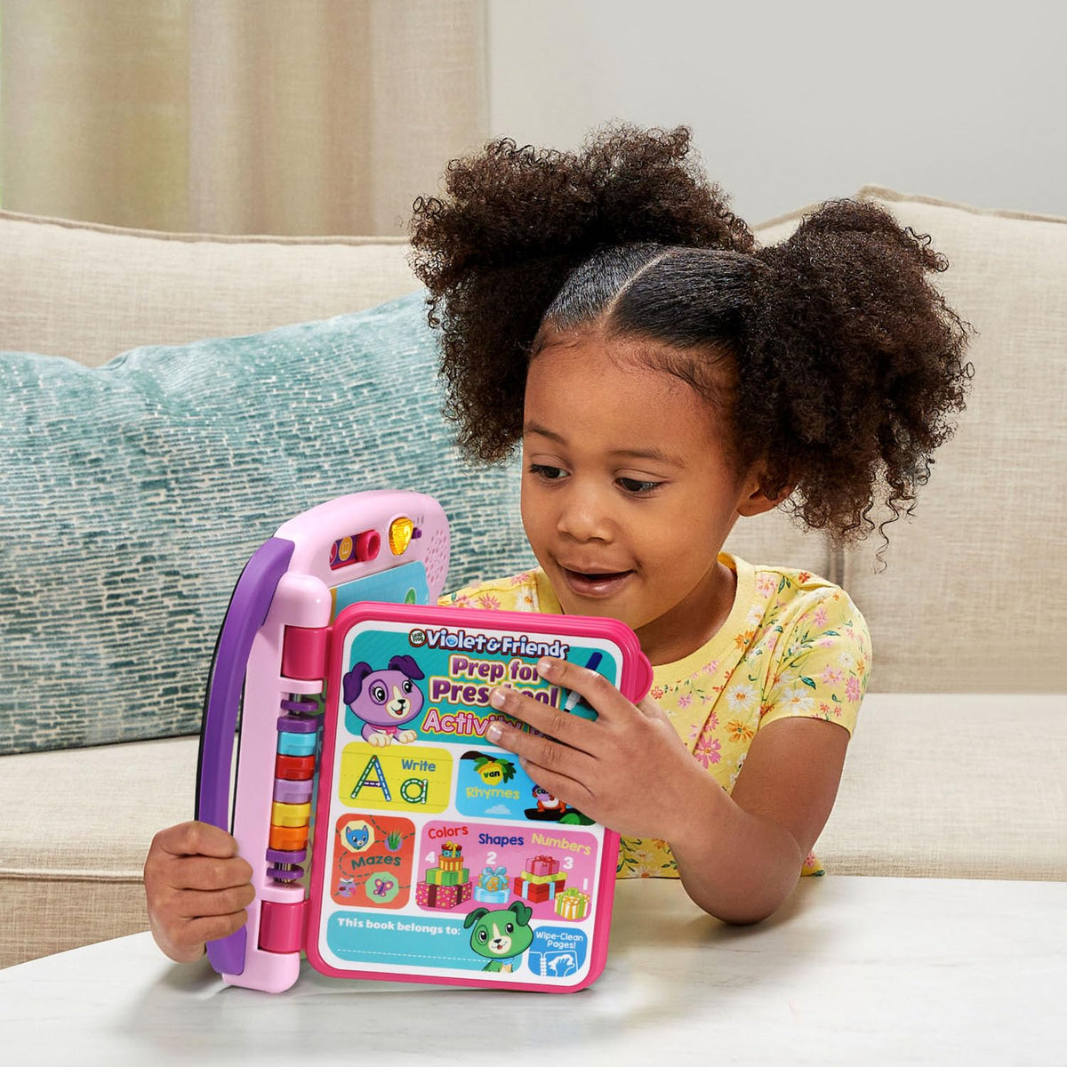 Toddler educational book by LeapFrog featuring Scout and Violet characters on colorful learning pages