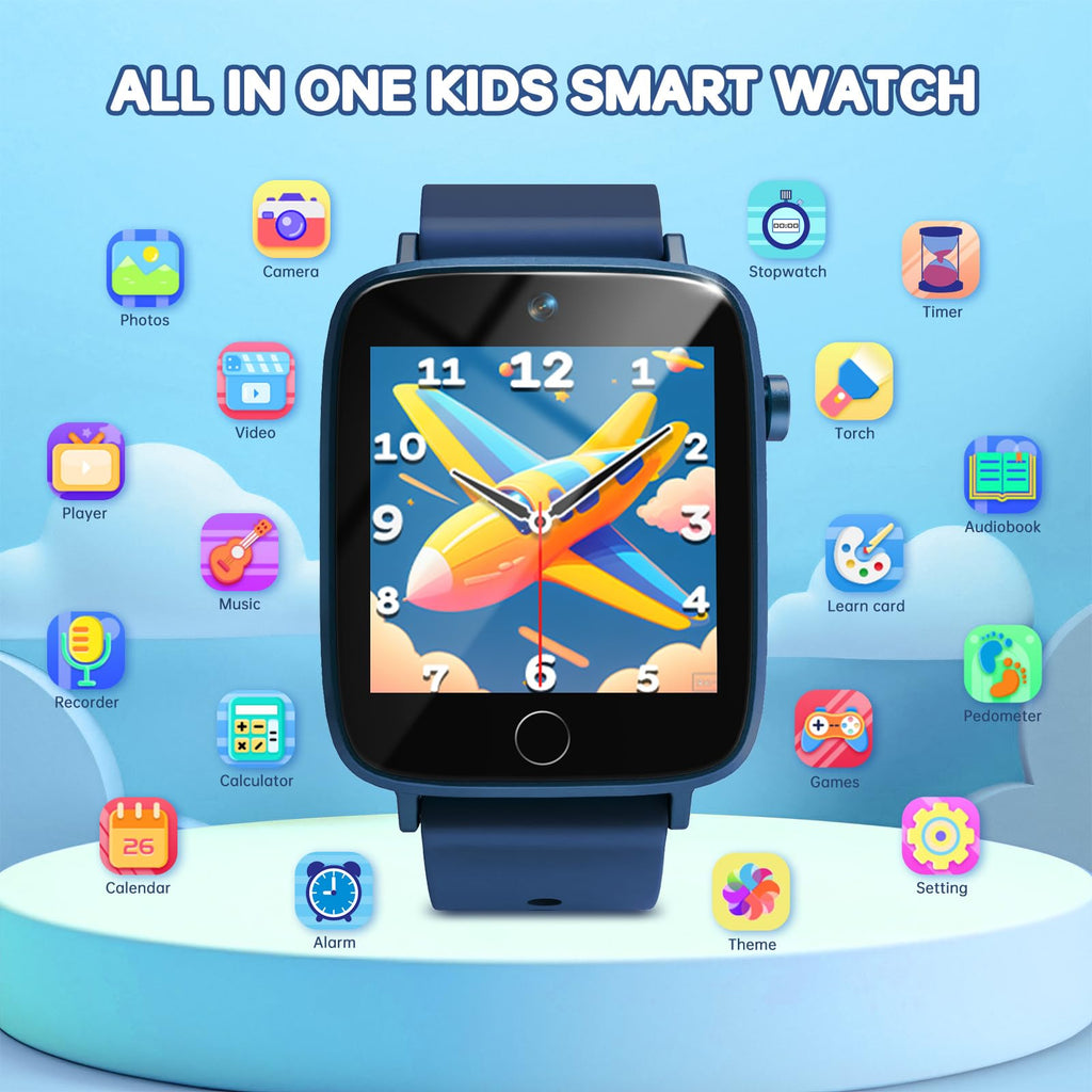 Vilicert touch screen kids watch displaying the puzzle games selection interface