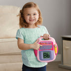 Side profile view illustrating the lightweight handheld design of the preschool learning system