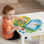 LeapFrog toy backpack closed securely with all letter pieces stored safely inside